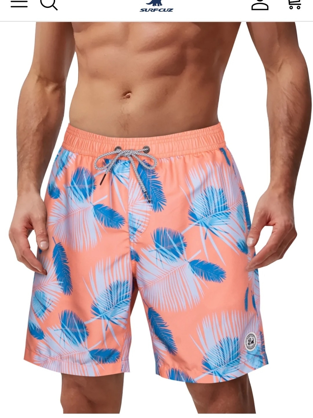 SurfCruz Coral Palm-Print Men’s Swim Board Shorts